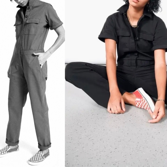 Wildfang Pants - Wildfang x BP Womens M The Essential Coverall Black Denim Jumpsuit Short Sleeve